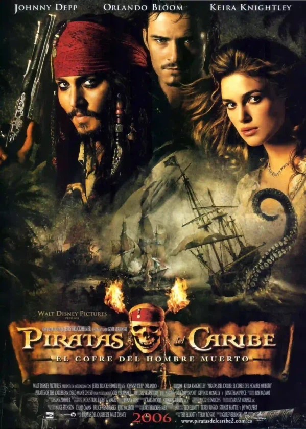 Póster oficial de Piratas del Caribe: El cofre del hombre Muerto.