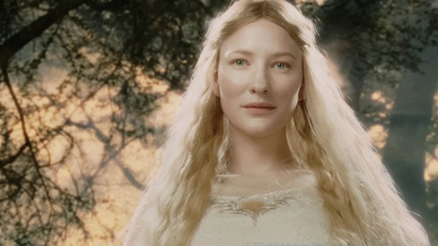 En la película de el señor de los anillos galadriel se transforma en un ser oscuro muy diferente a lo que ocurre en el libro