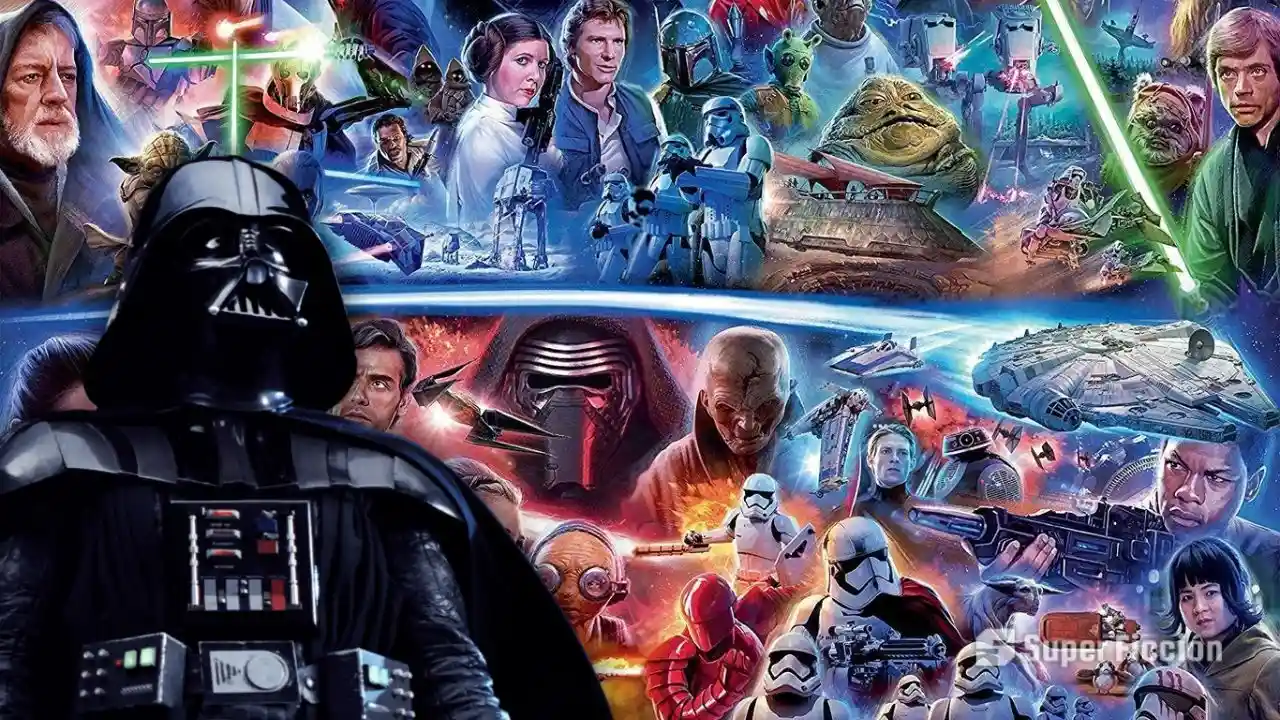 Los mejores personajes de Star Wars en un mural.