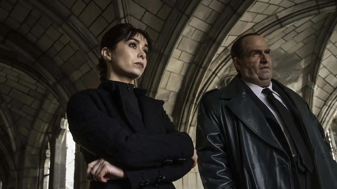 Sofia Falcone y Oz Cobbe en el episodio 2 de The Penguin.