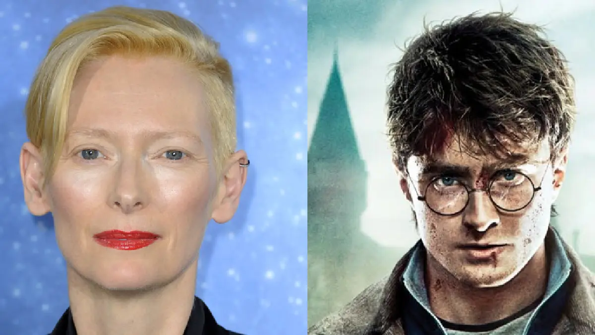 Tilda Swinton en un evento de prensa, actriz que rechazó un papel en Harry Potter y formó parte del Universo Marvel.