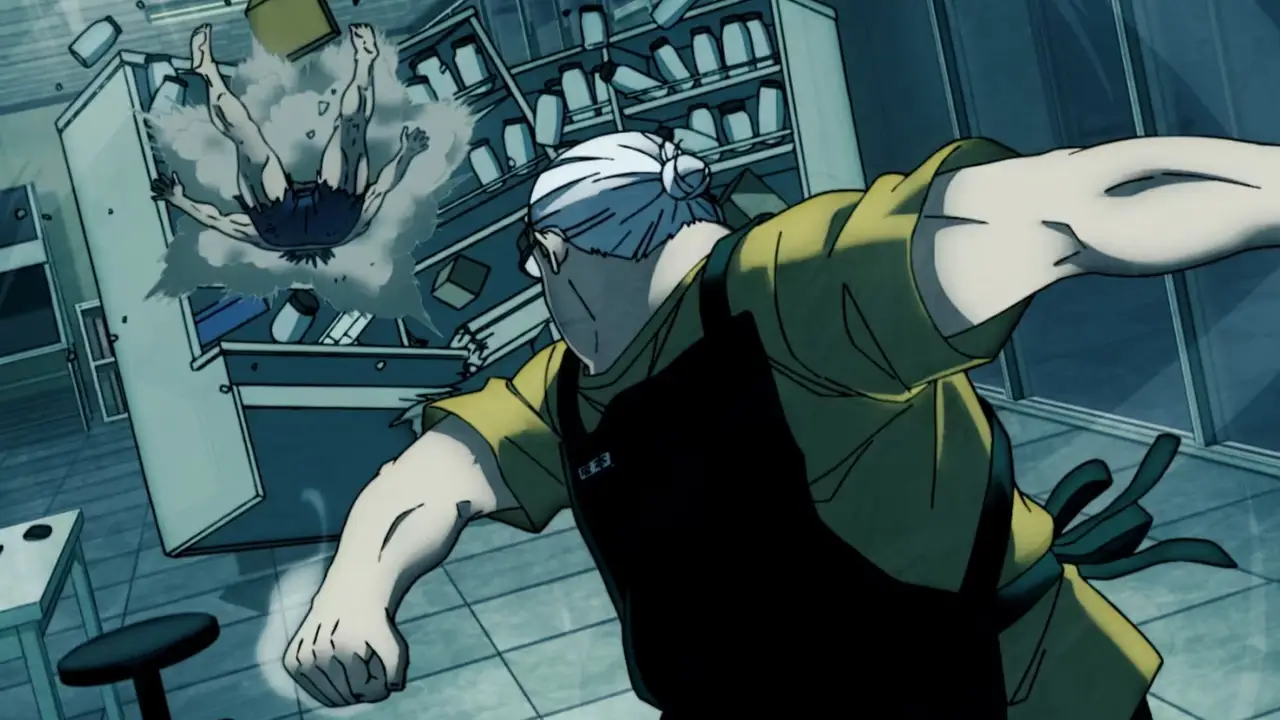 Escena de Sakamoto Days.