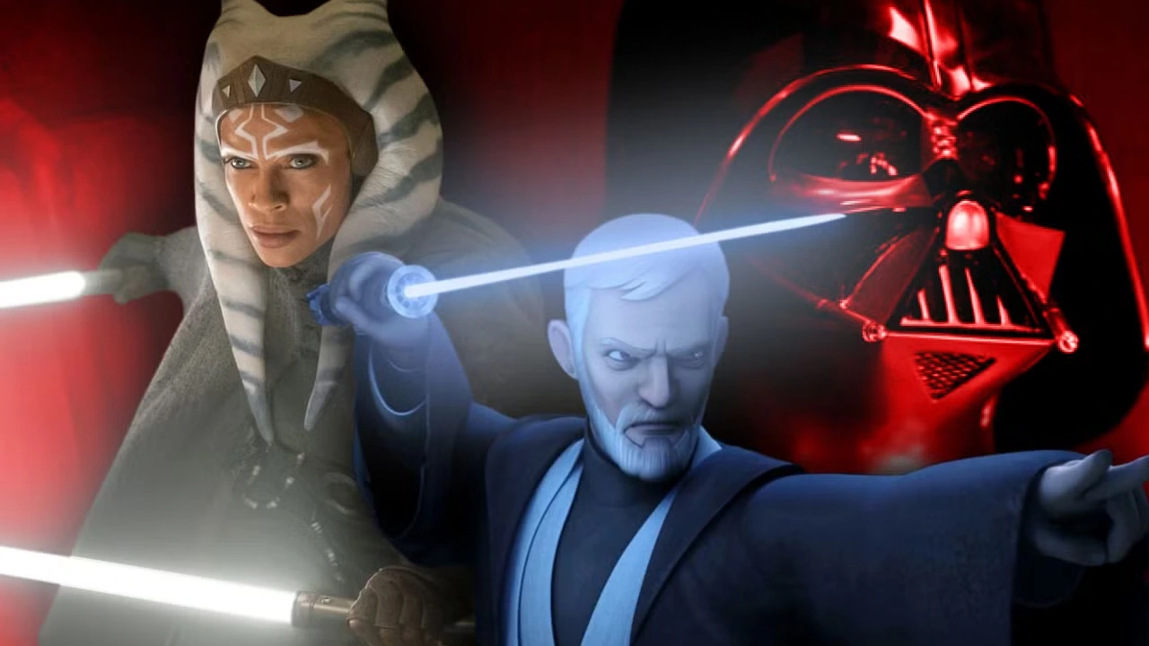 Darth Vader Ahsoka y Ben Kenobi