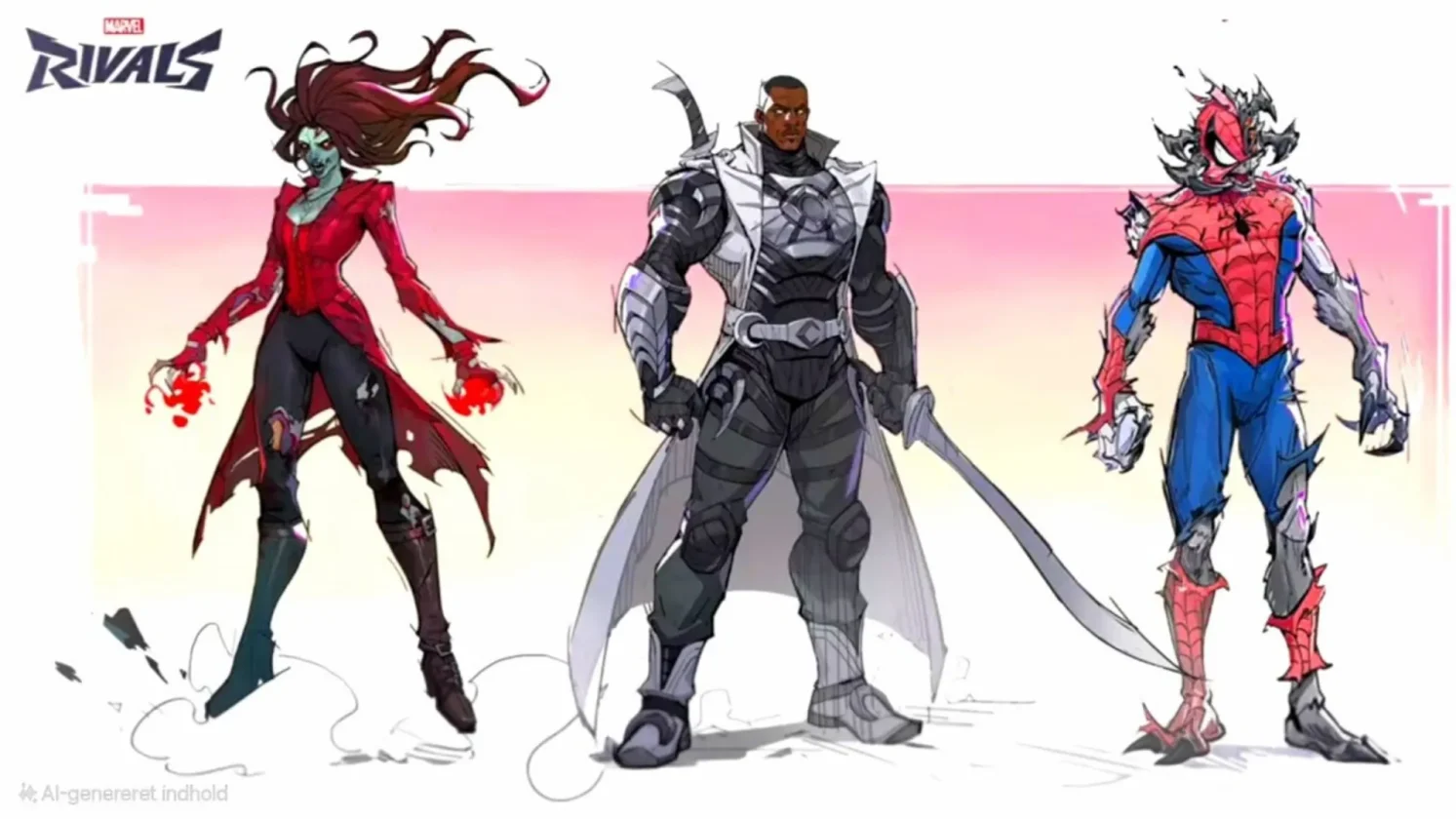 Bruja Escarlata, Blade y Spider-Man zombis en el modo Marvel Zombies de Marvel Rivals.